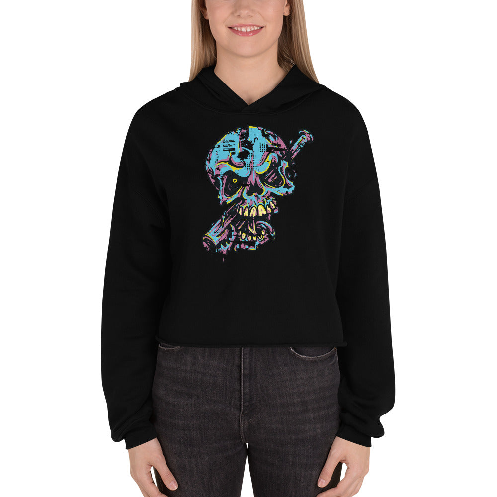 He's Looking at You Skull Crop Hoodie