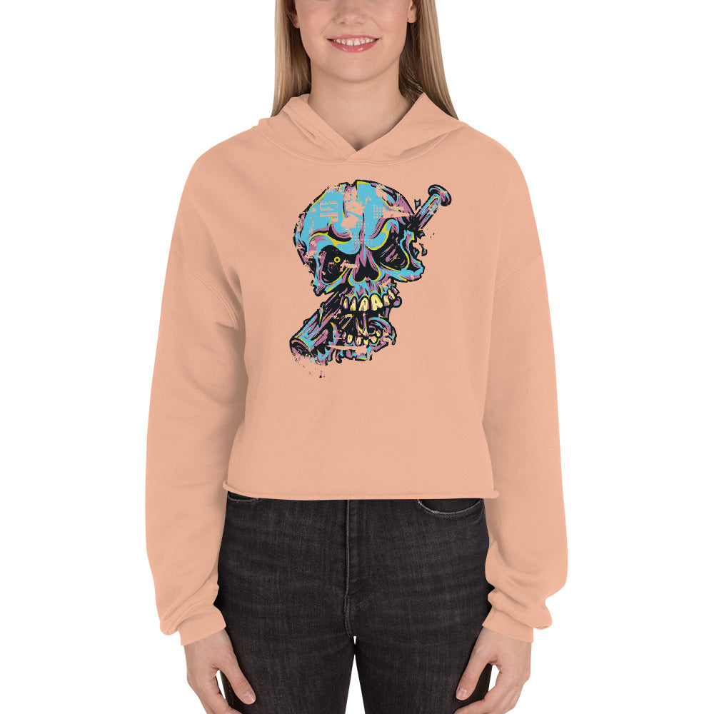 He's Looking at You Skull Crop Hoodie