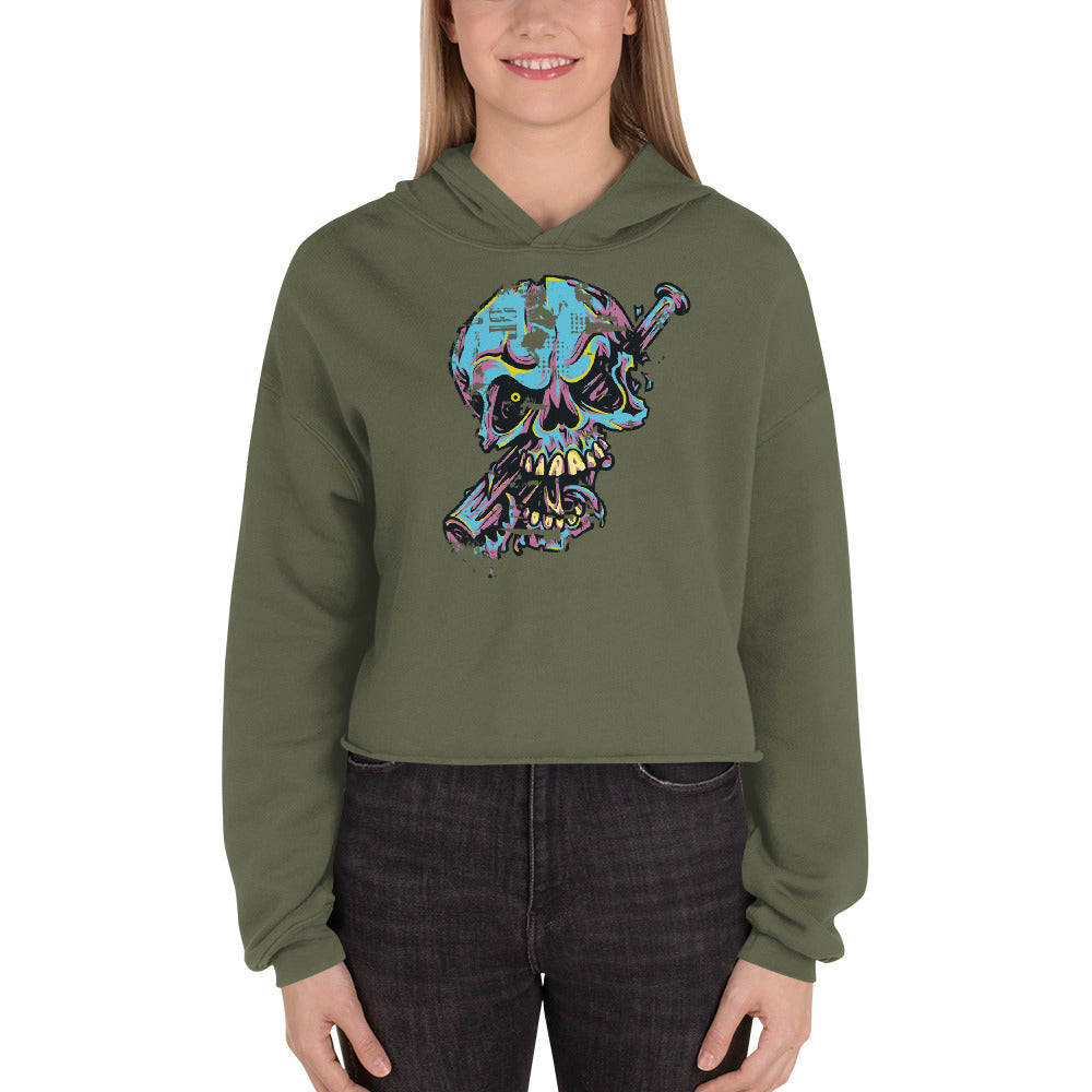 He's Looking at You Skull Crop Hoodie